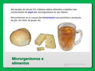 Magda Charrua  2010/2011 Biologia 12º ano  Microrganismos e alimentos 