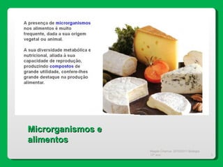 Magda Charrua  2010/2011 Biologia 12º ano  Microrganismos e alimentos 