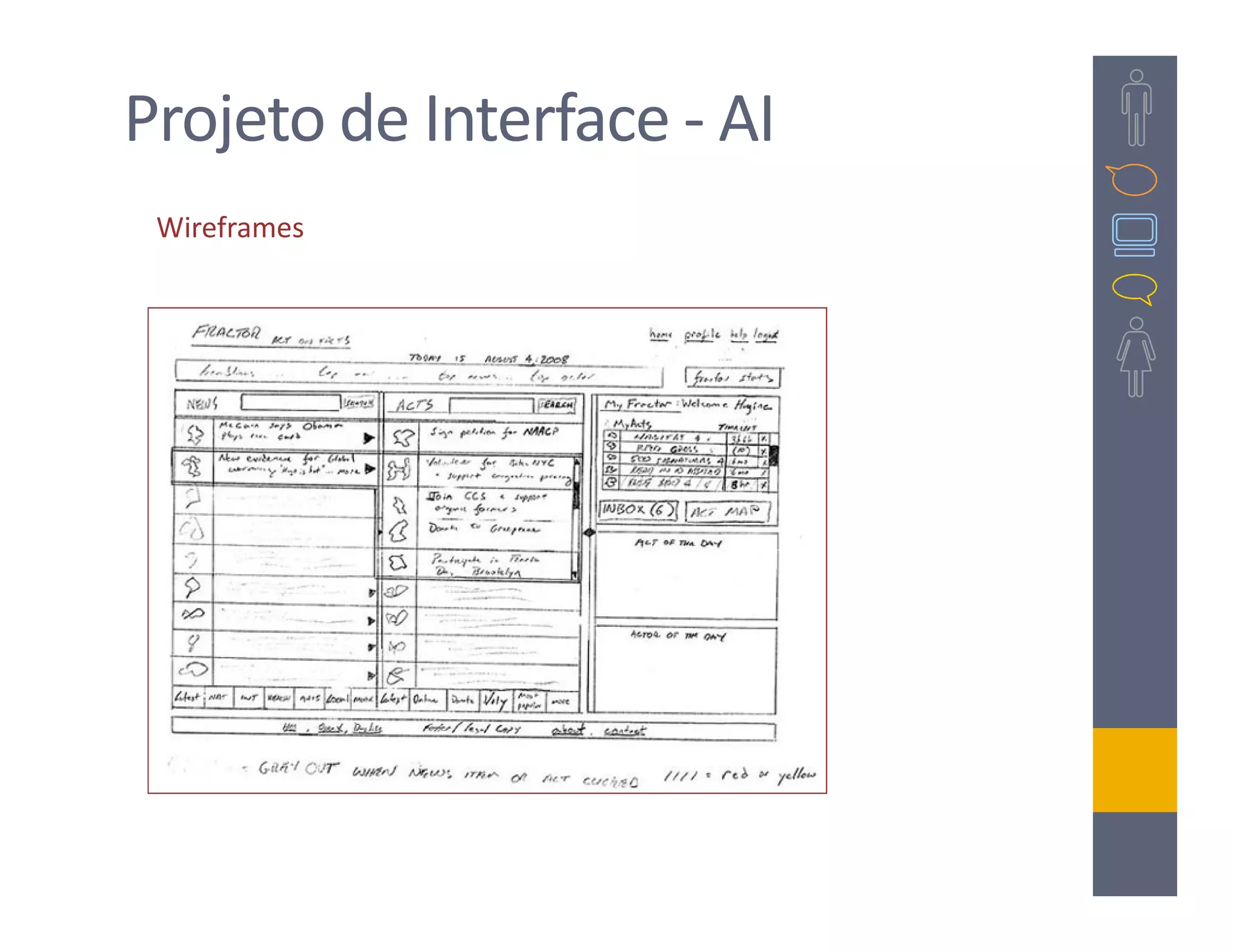 Projeto de Interface - AI
 Wireframes
 