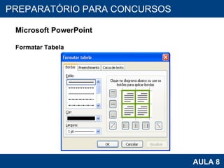 PROAB 2010 AULA 8 PREPARATÓRIO PARA CONCURSOS Microsoft PowerPoint Formatar Tabela 