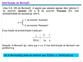 BREVE DISTRIBUIÇAO DE BERNOULLI E BINOMIAL! | PDF