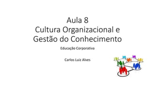Aula 8
Cultura Organizacional e
Gestão do Conhecimento
Educação Corporativa
Carlos Luiz Alves
 
