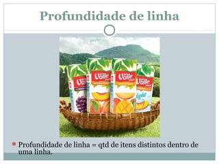 Profundidade de linha
Profundidade de linha = qtd de itens distintos dentro de
uma linha.
 