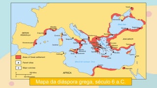 Mapa da diáspora grega, século 6 a.C.
 