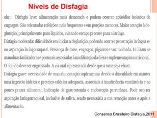 Níveis de Disfagia
Consenso Brasileiro Disfagia,2011
 
