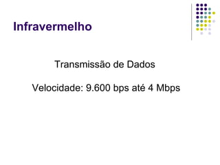 Infravermelho Transmissão de Dados Velocidade: 9.600 bps até 4 Mbps 
