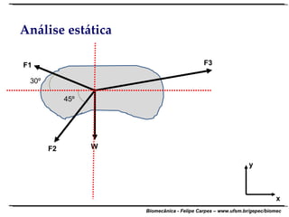 Análise estática F3 F1 F2 W 30º 45º y x 