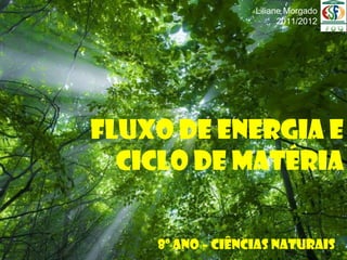 Liliane Morgado
                              2011/2012




Fluxo de energia e
  ciclo de matéria


        8º Ano – Ciências
  Free Powerpoint Templates   Naturais
                                Page 1
 