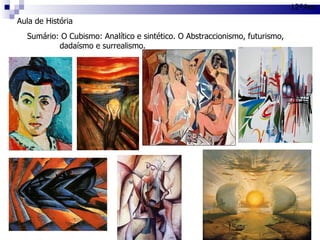 Aula de História 12ºAno Sumário: O Cubismo: Analítico e sintético. O Abstraccionismo, futurismo,  dadaísmo e surrealismo.  