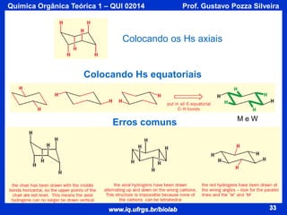 Química Orgânica Teórica 1 – QUI 02014

Prof. Gustavo Pozza Silveira

Colocando os Hs axiais

Colocando Hs equatoriais

Erros comuns

www.iq.ufrgs.br/biolab

MeW

33

 