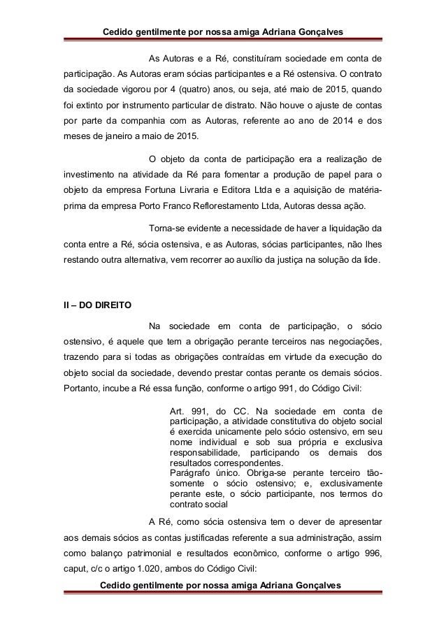 Exemplo De Sociedade Em Conta De Participação
