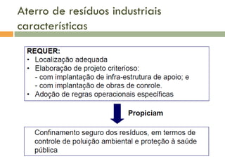 Aterro de resíduos industriais
características

 