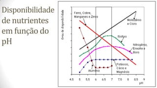 Disponibilidade
de nutrientes
em função do
pH
 