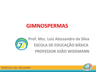 GIMNOSPERMAS
Prof. Msc. Luiz Alessandro da Silva
ESCOLA DE EDUCAÇÃO BÁSICA
PROFESSOR JOÃO WIDEMANN
 