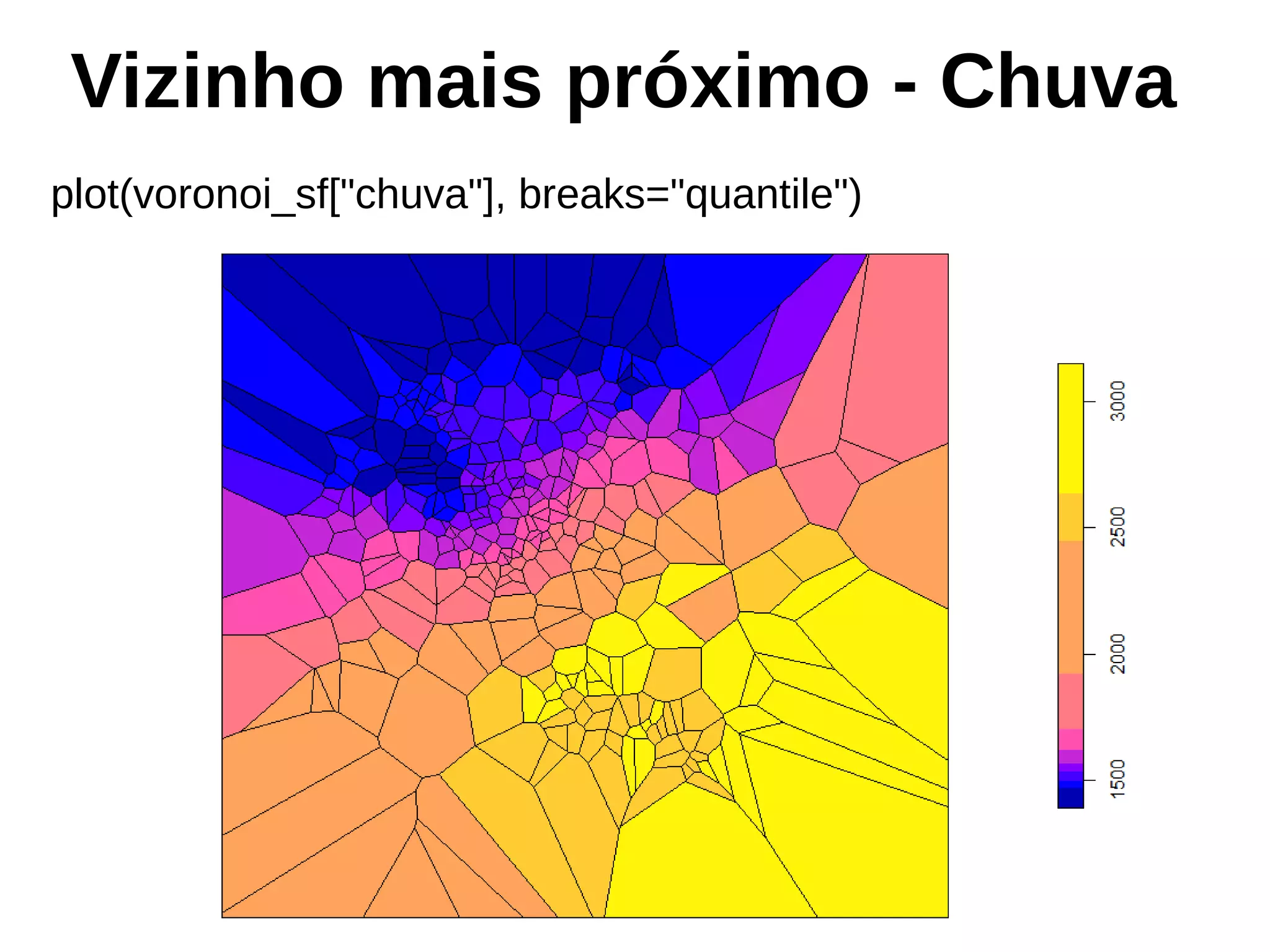 Vizinho mais próximo - Chuva
plot(voronoi_sf["chuva"], breaks="quantile")
 