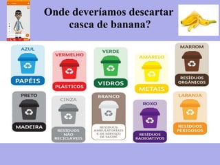 Onde deveríamos descartar
casca de banana?
 
