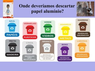 Onde deveríamos descartar
papel alumínio?
 
