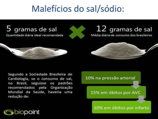 Malefícios do sal/sódio:
 