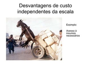 Desvantagens de custo
independentes da escala

                   Exemplo:

                   Acesso à
                   insumos
                   necessários
 