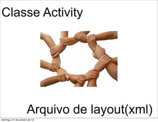 Classe Activity




                     Arquivo de layout(xml)
domingo, 21 de outubro de 12
 