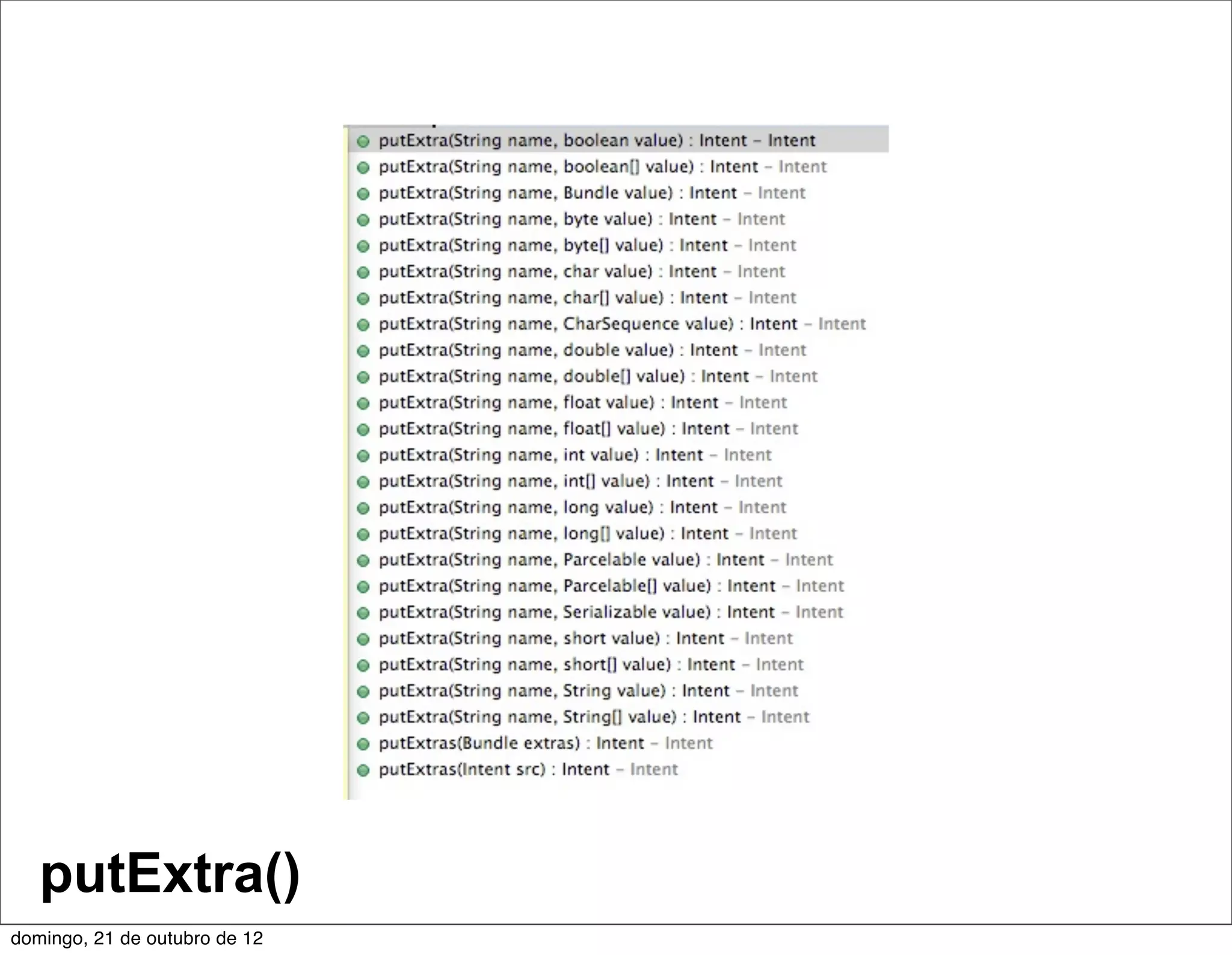 putExtra()
domingo, 21 de outubro de 12
 