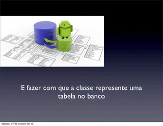 E fazer com que a classe represente uma
                            tabela no banco


sábado, 27 de outubro de 12
 