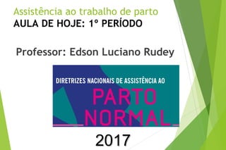 Assistência ao trabalho de parto
AULA DE HOJE: 1º PERÍODO
Professor: Edson Luciano Rudey
20172017
 
