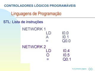 CONTROLADORES LÓGICOS PROGRAMÁVEIS Linguagens de Programação  STL: Lista de instruções 