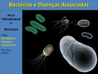 BBaaccttéérriiaass ee DDooeennççaass AAssssoocciiaaddaass 
Aula 
Programad 
a 
Biologia 
Tema: 
Bactérias e 
doenças 
associadas 
Prof. Mário 
Gregório 
 
