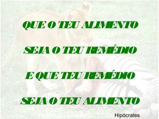 QUEOTEU ALIMENTO
SEJAOTEU REMÉDIO
EQUETEU REMÉDIO
SEJAOTEU ALIMENTO
Hipócrates
 