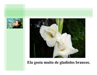 Ela gosta muito de gladíolos brancos.
 
