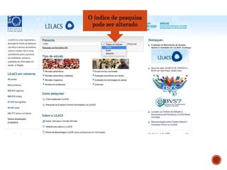 O índice de pesquisa
pode ser alterado
 