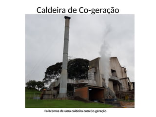 Caldeira de Co-geração
Falaremos de uma caldeira com Co-geração
 