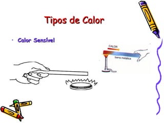 Tipos de CalorTipos de Calor
• Calor SensívelCalor Sensível
 