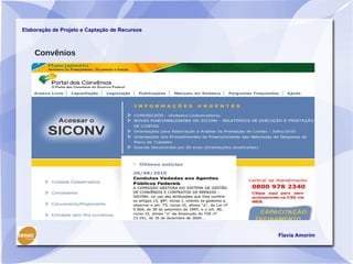 Elaboração de Projeto e Captação de Recursos



    Convênios




                                               Flavia Amorim
 