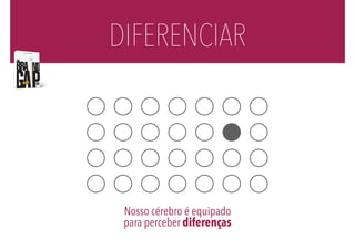 DIFERENCIAR 
Nosso cérebro é equipado para perceber diferenças 
 