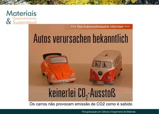 Os carros não provocam emissão de CO2 como é sabido
                          Pós-graduação em Ciência e Engenharia de Materiais
 