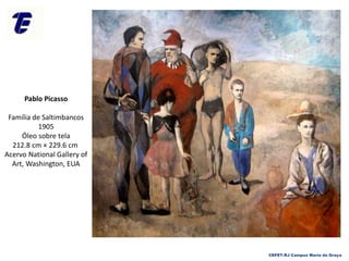 CEFET-RJ Campus Maria da Graça
Pablo Picasso
Família de Saltimbancos
1905
Óleo sobre tela
212.8 cm × 229.6 cm
Acervo National Gallery of
Art, Washington, EUA
 