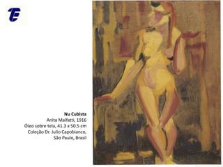 CEFET-RJ Campus Maria da Graça
Nu Cubista
Anita Malfatti, 1916
Óleo sobre tela, 41.3 x 50.5 cm
Coleção Dr. Julio Capobianco,
São Paulo, Brasil
 