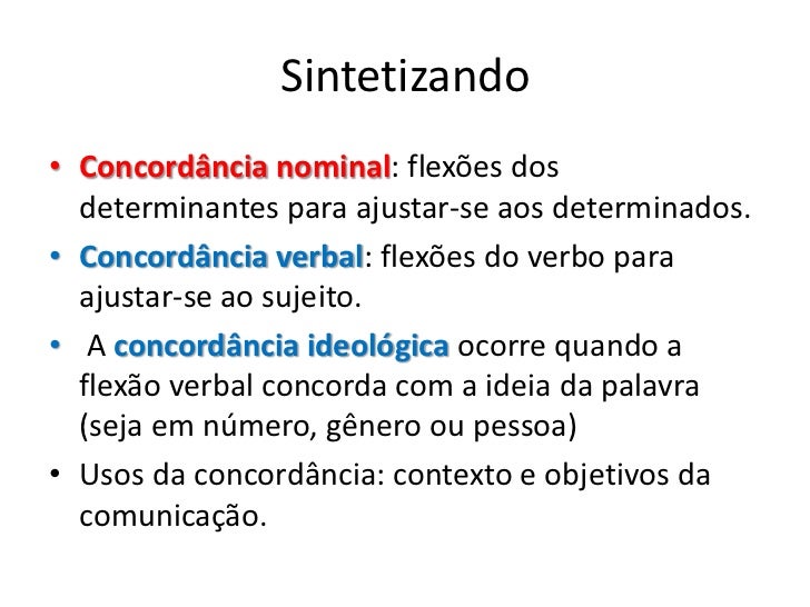 Aula concordância verbal e nominal Aula concordância verbal e nominal