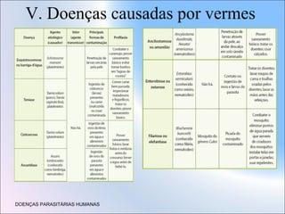 V. Doenças causadas por vermes

DOENÇAS PARASITÁRIAS HUMANAS

 