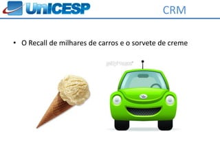 CRM

• O Recall de milhares de carros e o sorvete de creme
 