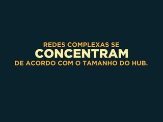 CONCENTRAM
REDES COMPLEXAS SE
DE ACORDO COM O TAMANHO DO HUB.
 