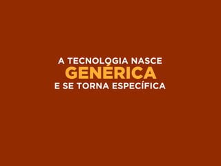 GENÉRICA
A TECNOLOGIA NASCE
E SE TORNA ESPECÍFICA
 