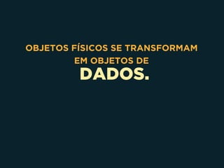DADOS.
OBJETOS FÍSICOS SE TRANSFORMAM
EM OBJETOS DE
 