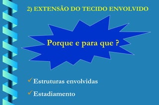 2) EXTENSÃO DO TECIDO ENVOLVIDO Estruturas envolvidas Estadiamento Porque e para que ? 