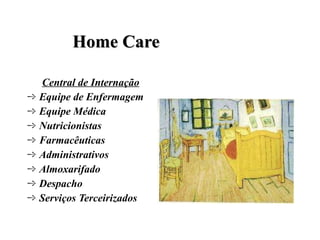 Home Care Central de Internação Equipe de Enfermagem Equipe Médica Nutricionistas Farmacêuticas Administrativos Almoxarifado Despacho Serviços Terceirizados 