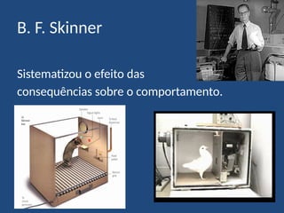 B. F. Skinner
Sistematizou o efeito das
consequências sobre o comportamento.
 