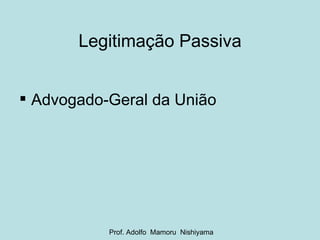 Legitimação Passiva Advogado-Geral da União Prof. Adolfo  Mamoru  Nishiyama 