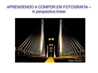 APRENDENDO A COMPOR EM FOTOGRAFIA –
A perspectiva linear
 